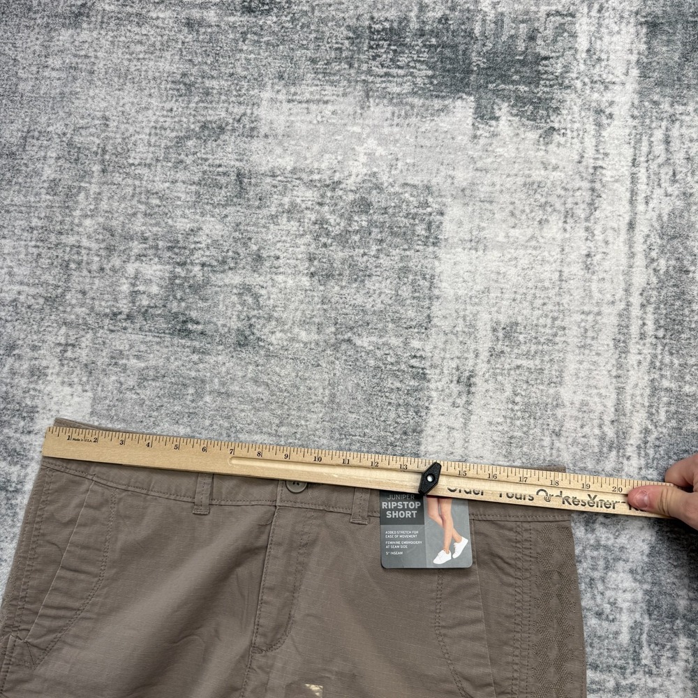 Eddie Bauer Shorts Womens 14 Taupe Juniper Ripstop Chino Stretch Hiking Outdoor - Picture 9 of 12